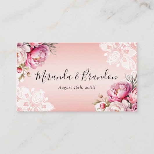 Elegant Roos Gouden Waterverf Bloemen Huwelijk Informatiekaartje (Voorkant)