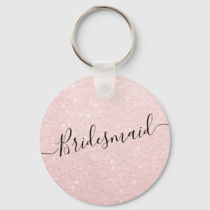Elegant  roos goudglitter bruidsmeisje sleutelhanger
