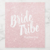 Elegant  roos goudglitter bruidtribe wijn etiket (Enkel label)