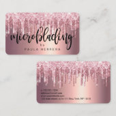 Elegant roos goudglitter drip microblading visitekaartje (Voorkant / Achterkant)