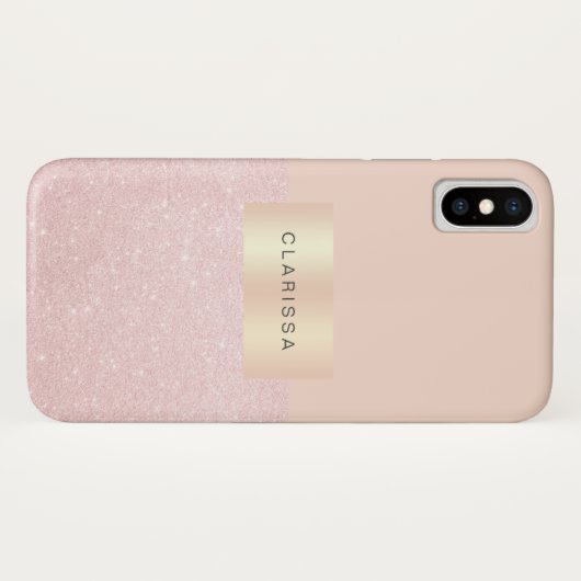Elegant  roos goudglitter en wazig roze Case-Mate iPhone case (Achterkant (horizontaal))