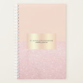 Elegant roos goudglitter en wazig roze planner (Voorkant)