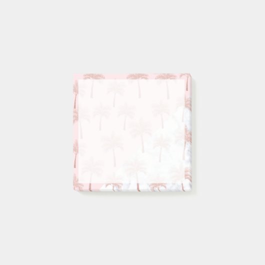 Elegant roos goudglitter en wit marmer patroon post-it® notes (Voorkant)