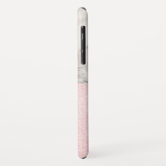 Elegant roos goudglitter en witte marmer Case-Mate iPhone case (Achterkant/links)