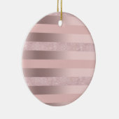 Elegant roos goudglitter en zwarte roze streep keramisch ornament (Rechts)