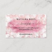 Elegant roos goudglitter marmer visitekaartje (Achterkant)