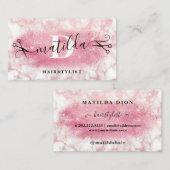 Elegant roos goudglitter marmer visitekaartje (Voorkant / Achterkant)