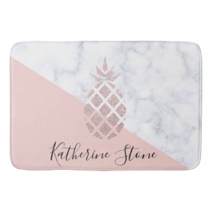 Elegant roos goudglitter witte marmer badmat