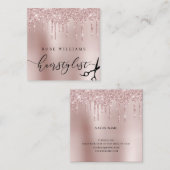 Elegant roos goudglitterschaar vierkante visitekaartje (Voorkant / Achterkant)