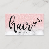 Elegant roos goudglitterschaar visitekaartje (Voorkant)