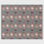 Elegant roos goudkerstpatroon met schattig koper cadeaupapier (Vlak)