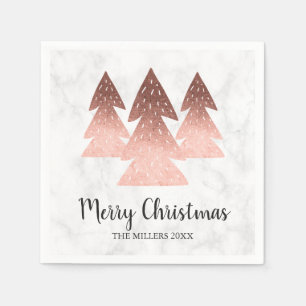 Elegant roos goudmarmer Merry kerstboom Servet