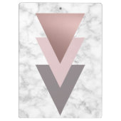 elegant roos goudroze grijze driehoeken witte marm klembord (Achterkant)