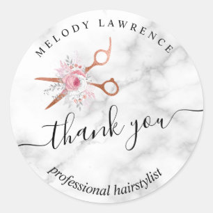 Elegant roos goudschaar ronde sticker