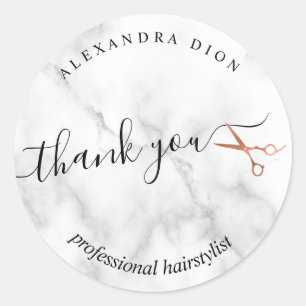 Elegant roos goudschaar ronde sticker