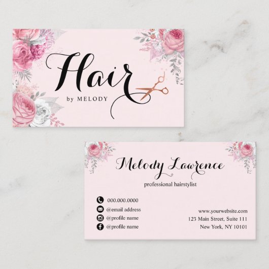 Elegant roos goudschaar visitekaartje (Voorkant / Achterkant)