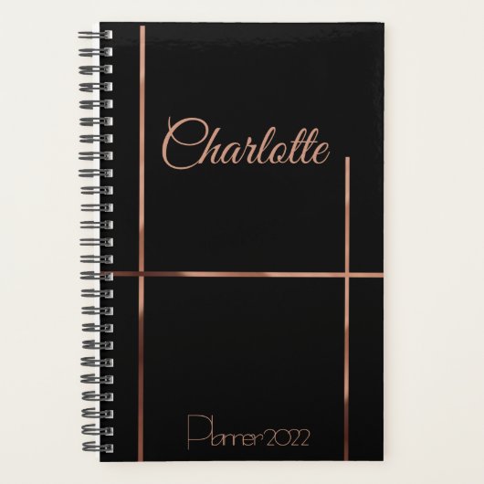 Elegant Roos goudstrepen Planner (Voorkant)