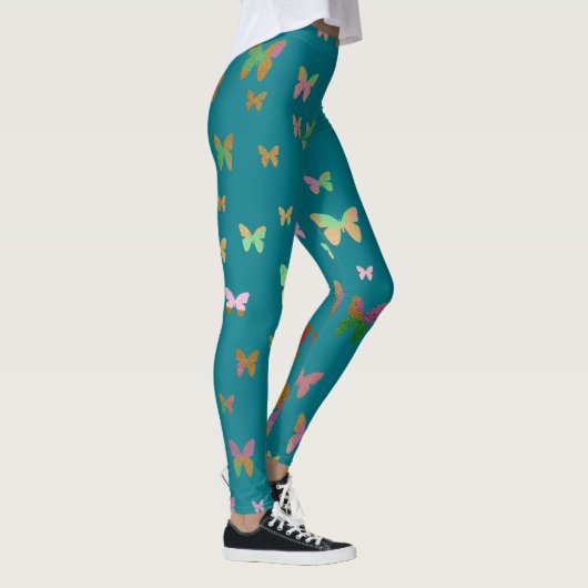 elegant roos goudvlinderpatroon leggings (Rechts)