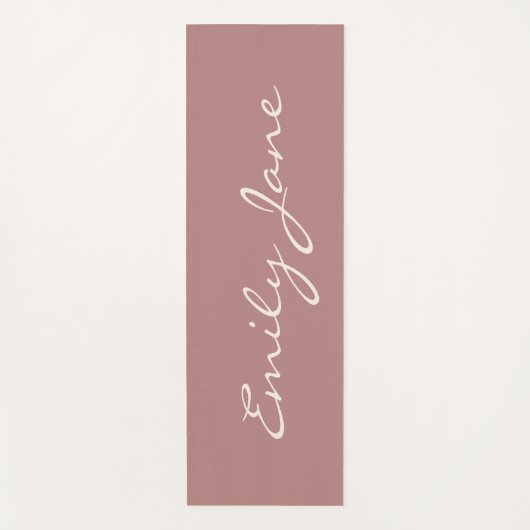 Elegant Roos Handgeschreven Script Naam Aangepast Yogamat (Voorkant)