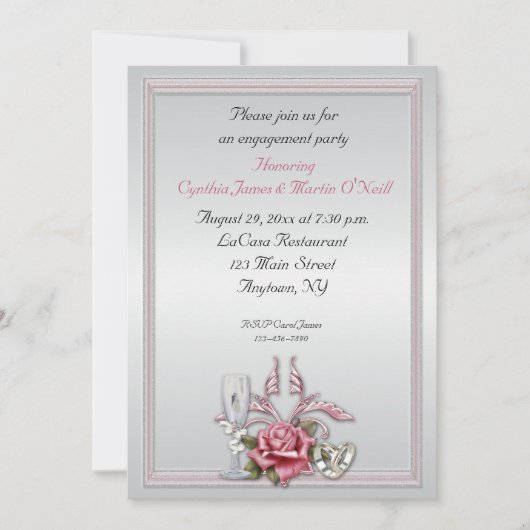 Elegant Roos Invitation Kaart (Voorkant)