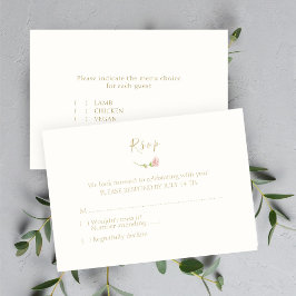 Elegant Roos & Ivoor RSVP & Menu Response Kaart