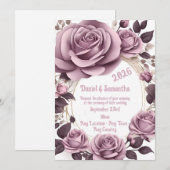 Elegant Roos Lijst Sjabloon bruiloft uitnodiging (Voorkant / Achterkant)