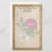 Elegant  Roos, magenta/bruin Briefpapier (Voorkant / Achterkant)
