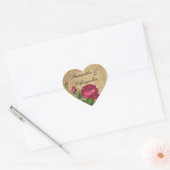 Elegant  Roos, magenta/bruin Hart Sticker (Envelop)