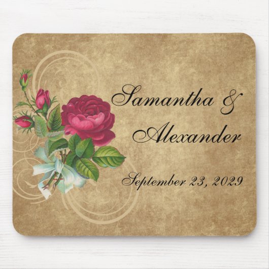 Elegant Roos, magenta/bruin Muismat (Voorkant)