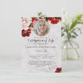 Elegant Roos Marble Celebration of Life Invitation Kaart (Staand voorkant)