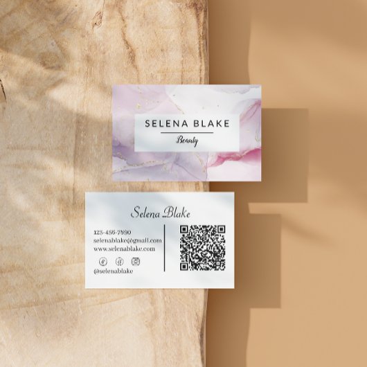 Elegant Roos Minimalistische QR Code Label visitek