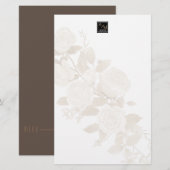 Elegant Roos Monogram Blank Wit Briefpapier (Voorkant / Achterkant)
