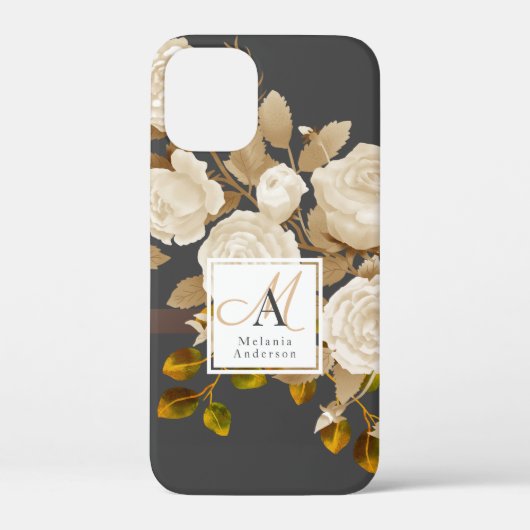 Elegant Roos Monogram Grijs Case-Mate iPhone Case (Achterkant)