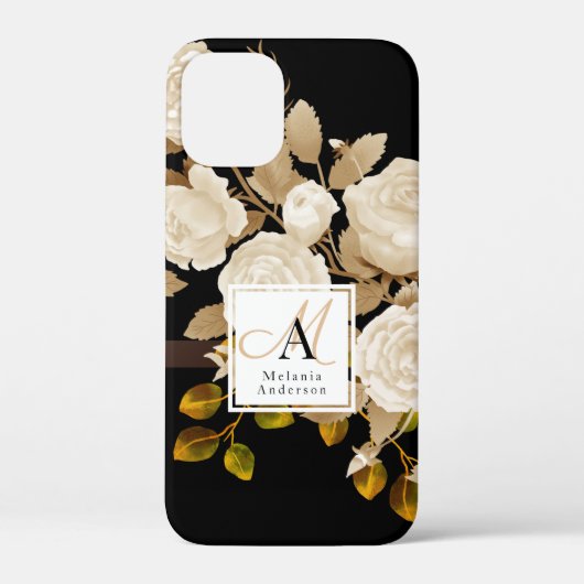 Elegant Roos Monogram Zwart Case-Mate iPhone Case (Achterkant)