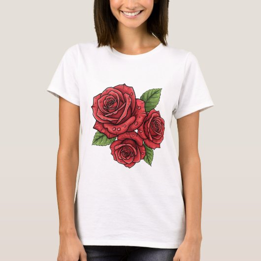 Elegant Roos ontwerp T-shirt (Voorkant)