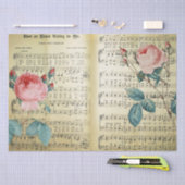 Elegant  Roos op muziekblad Tissuepapier (Craft)