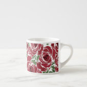 Elegant Roos Patroon - Rood & Groen Bloemen Espresso Kop (Rechts)