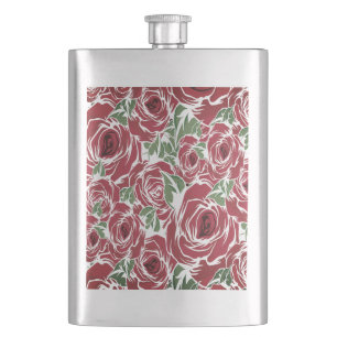 Elegant  Roos Patroon - Rood & Groen Bloemen Flacon