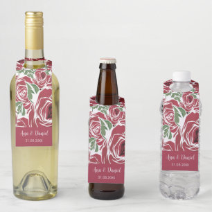 Elegant Roos Patroon - Rood & Groen Bloemen Flessenhanger