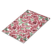 Elegant Roos Patroon - Rood & Groen Bloemen Notitieblok (Schuin)