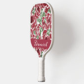 Elegant Roos Patroon - Rood & Groen Bloemen Pickleball Paddle (Links)
