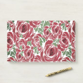 Elegant  Roos Patroon - Rood & Groen Bloemen Post-it® Notes (Op bureau)