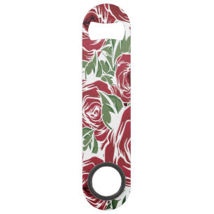 Elegant  Roos Patroon - Rood & Groen Bloemen Speed Flessenopener