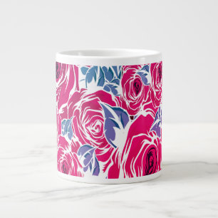 Elegant Roos Patroon - Rood & Roze Bloemen Extra Grote Beker
