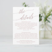 Elegant Roos Quartz Calligrafie Kaart Details (Staand voorkant)