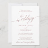 Elegant Roos Quartz Calligraphy Wedding Kaart (Voorkant)