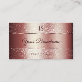 Elegant Roos Red Sparkle Glitter en Initialen Visitekaartje (Voorkant)