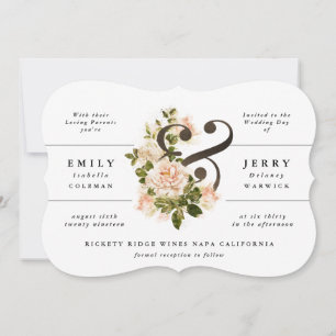 Elegant Roos Romance Waterverf Wedding Kaart