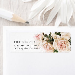 Elegant Roos Romance Wedding Return Address Etiket