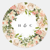Elegant Roos Romance Wedding Ronde Sticker (Voorkant)